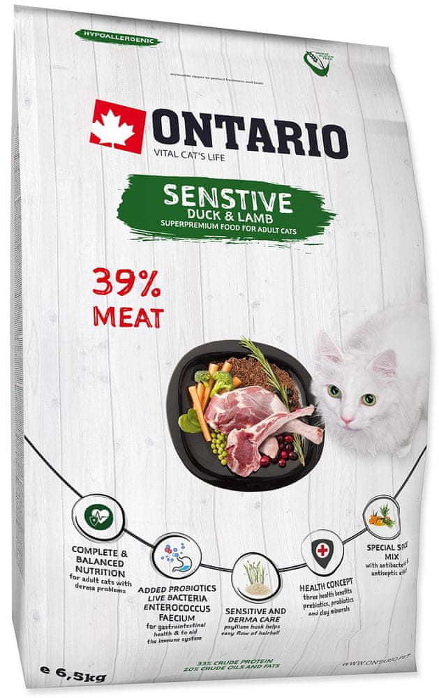 Ontario Cat Sensitive/Derma 6,5kg